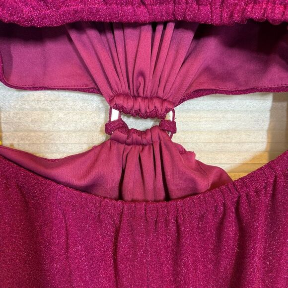 ML Monique Lhuillier Purple Metallic Knit Dress - Picture 14 of 16